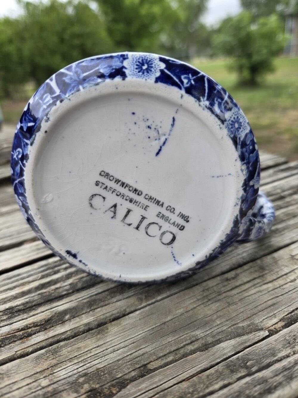 Vintage Cobalt Blue Floral Calico Crownford Creamer Jug Staffordshire England - Picture 9 of 12